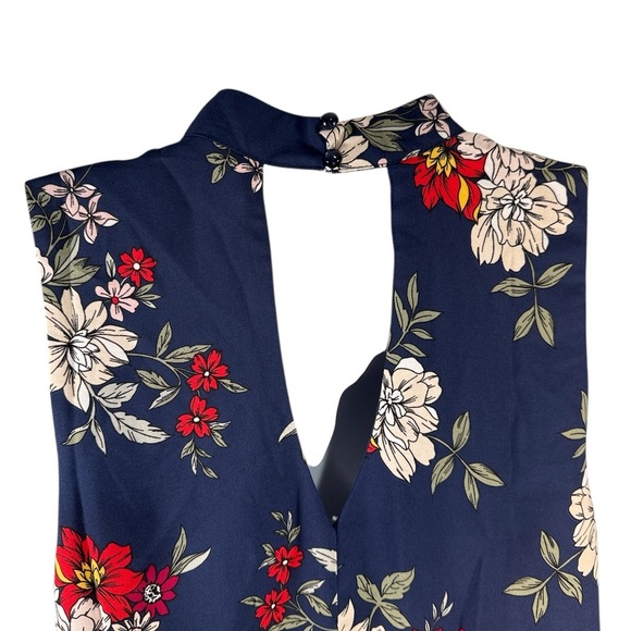 Miami Blue and White V-Neck Sleeveless Mini Sundress - Picture 4 of 8